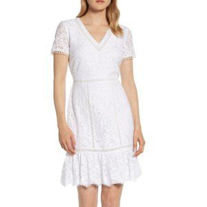 NWT Karl Lagerfeld White Lace Vneck Dress